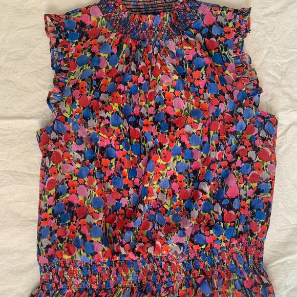 NEW J Crew Sleeveless Mockneck Top in watercolor floral print - Picture 3 of 4
